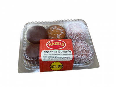 Hazels 6 x Assorted Butterfly Cakes 190g (June 23 - Feb 24) RRP 2.15 CLEARANCE XL 29p or 5 for 1